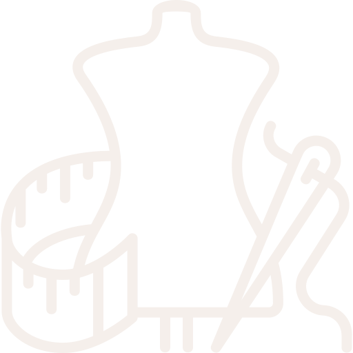 Icon of a dress form with measuring 
					tape and sewing needle